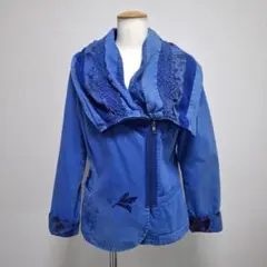デシグアル　ボリュームカラージャケット　36 ブルー　刺繍　スパンコールのサムネイル