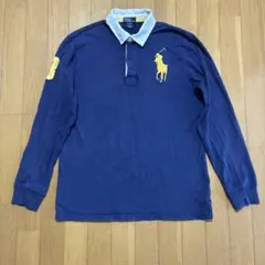 ラルフローレン　ラガーシャツ　ネイビー　ビックポニー