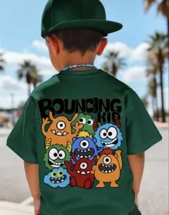 SHEIN モンスター　プリントTシャツ　BOUNCING KID ブラックのサムネイル