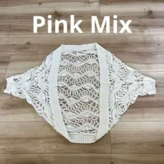 Pink Mix ホワイト 透かし編み カーディガン ボレロ　レディースのサムネイル