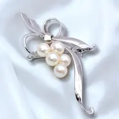 MIKIMOTO ミキモト 真珠 パール ブローチ シルバー 5珠 - メルカリ