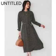 美品＊アンタイトル 大きいサイズ 42 ドロストサテンシャツワンピース