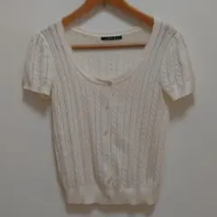 イング　半袖レースカーディガン　オフホワイト