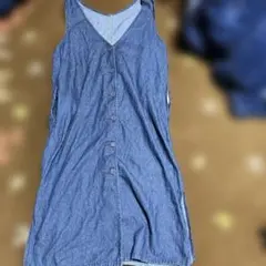 デニム Vネック ワンピース Lサイズ