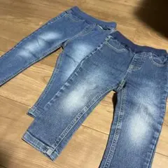 プティマイン⭐️petit main デニムパンツ 90cm 2枚セット　双子