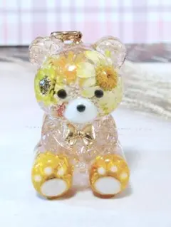 ベーやん様　くまちゃん　ドライフラワー　チャーム　キーホルダー かき氷を持ったくまちゃん ドライフラワー チャーム キーホルダー
