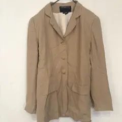 ベージュ テーラードジャケット　アウター　オフィス　 セレモニー　海外古着