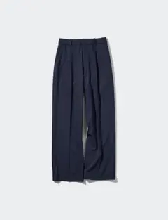 【UNIQLO】タックワイドパンツ ストライプ ネイビー サイズM