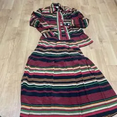 ヴィンテージ 昭和レトロ ワンピース セットアップ ボーダー