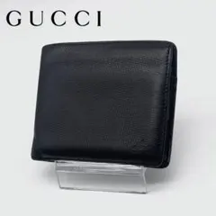 【美品】GUCCI レザー パイソン 二つ折り財布 型押し 型押し ロゴ 黒