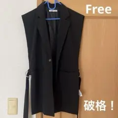 Bonjour sagan スリット　ジレ　フリーサイズ　ブラック