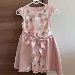 キッズ フォーマルドレス ピンク 花柄刺繍