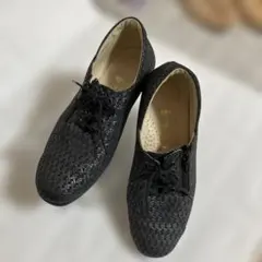 【23.5cm 3E 幅広】コンフォートシューズ サイドファスナー 編み込み風