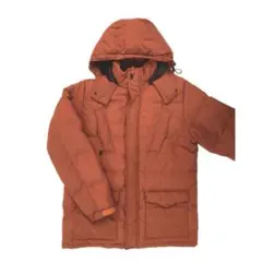 LLサイズ メンズ ダウンジャケット 取り外し可能フード オレンジ