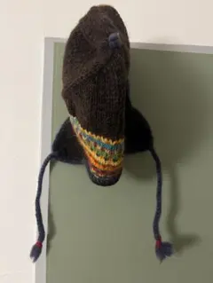 カラフルストライプのニット帽　フラップニット帽