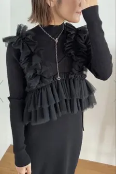 リリーブラウン ビスチェニットワンピース ブラック LILY BROWN 長袖