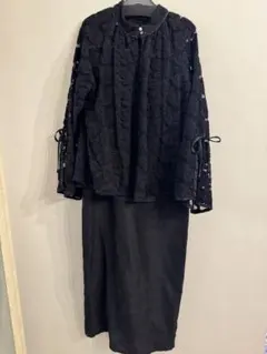 美品◆willfully シアー刺繍ワンピース インナーセット ドレス◇オリーブ 美品◇willfully シアー刺繍ワンピース インナーセット ドレス