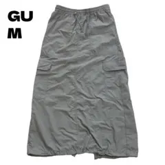GU テックカーゴロングスカート M 灰色 ナイロン ウエストゴム Y2K 美品