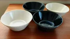 みのる陶器　美濃焼　アルビー　１３０ボウル　ネイビー・ベージュ　４個セットのサムネイル
