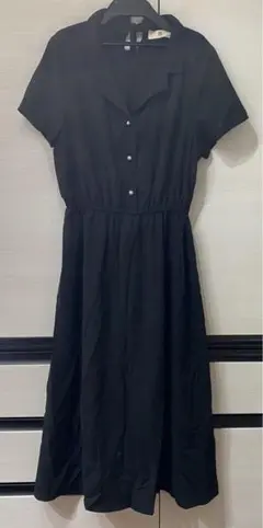 r・p・s　ワンピース　半袖　M　ウエストゴム　前ボタン　黒