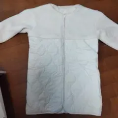 ホワイト フリース ジップアップ ロングコート