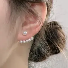 パール装飾　ピアス　 可愛い　上品 白系　3段階　調整可能　爽やか　韓国
