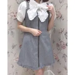 evelyn ジップサス付きOP ジャンパースカート ギンガムチェック