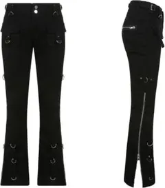 lunaly Y2K Opium Punk ギミックカーゴパンツブラック ZIP