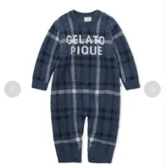 80-90cm★ジェラートピケ　ベビー　チェック柄デザイン　ロンパース