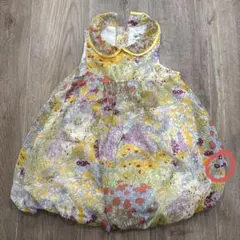 Love&Peace&Money花柄コットンノースリーブベビーワンピース90cmのサムネイル
