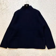 美品✨45R 畦編みの馬比古セーター 肉厚ウール100 ゆったり チャコール