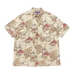 クロフト＆バロー コットン アロハシャツ ハワイアンシャツ ハイビスカス 貝殻