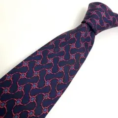 HERMES エルメス　ネクタイ　シルク　幾何学模様