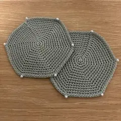 【大人オシャレ】六角形コースター4枚セット★若草