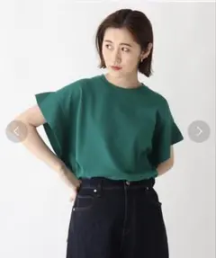 オペークドットクリップ　パネルフリルスリーブニット