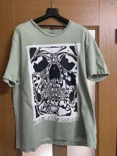 スカルプリント ミントグリーン Tシャツ L