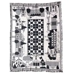 モノトーン 白黒 USA製 コットン ラグ マット カーペット タペストリー