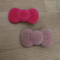 リボン型ヘアピン ピンク 赤 2個セット