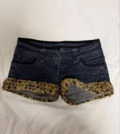デニムショートパンツ ヒョウ柄 平成ギャル ゎ y2k - メルカリ