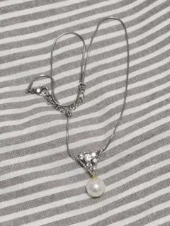 シルバー パール クリスタル ネックレス　韓国高級アクセサリー