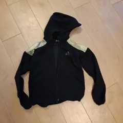 120cm adidas フード付きパーカー 黒/金