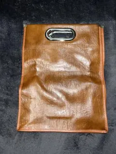 ブラウン合成皮革クラッチバッグ