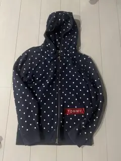 TOMMY ネイビー ドット柄パーカー M
