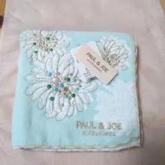 PAUL & JOE 花柄タオルハンカチ 水色