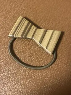 ストライプリボンヘアゴム