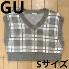 GU ガールズニットベスト　グレー＆ホワイト　Sサイズ　秋冬