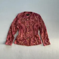 vintage ノーカラージャケット 短丈　ペイズリー　ETRO 昭和レトロ