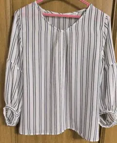 COLZA ストライプ ７分丈ブラウス Lサイズ