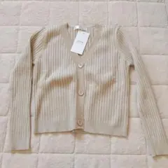 fifth ベージュ リブ編み カーディガン M