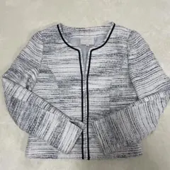 EMMA JAMES ノーカラージャケット 7号 ホワイト・ネイビー　フォーマル